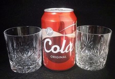 Pair of Edinburgh Crystal STAR OF EDINBURGH Whisky Tumbler Glasses 3"h (signed)