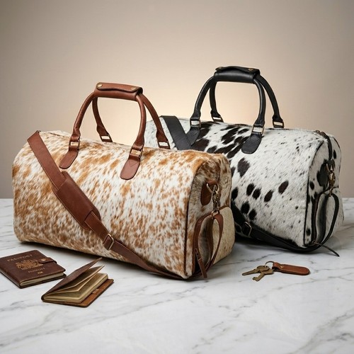 Cowhide leather travel - leather, duffle