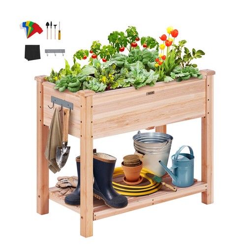 Wooden raised garden bed - garden,