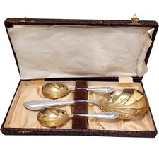 Collectable Spoon Set Gold Plated Silver Boxed Display Vintage Design UK