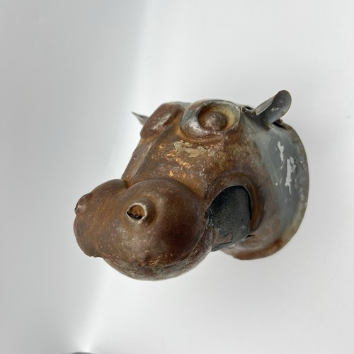 Vintage tin hippo head wall - hippo,