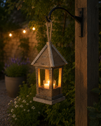 Reclaimed wood hanging lantern - hanging,