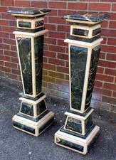 Pair Victorian antique Grand Tour marble statuary columns stands country house