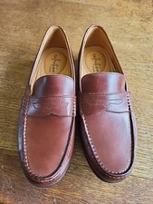 CLARKS  Brown Leather CLAUDE LANE MENS SLIP ON ULTRALIGHT SHOE UK 6.5 Uk