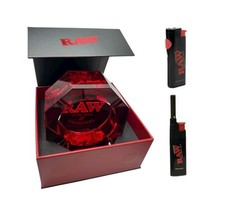 raw red crystal glass ashtray