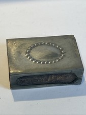 Antique Match Box Holder Stricker Inner Box Sweden Silver Tone Tin