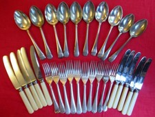 30 Vintage Sheffield Silver Plate & Stainless Steel Cutlery Knives Forks Spoons