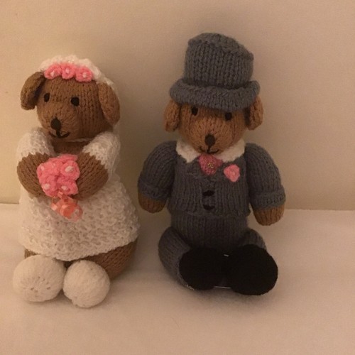 Hand knitted teddy bride - knitted,