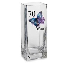 Personalised 70th Birthday Flower Vase Gift Present With Butterfly GV-17