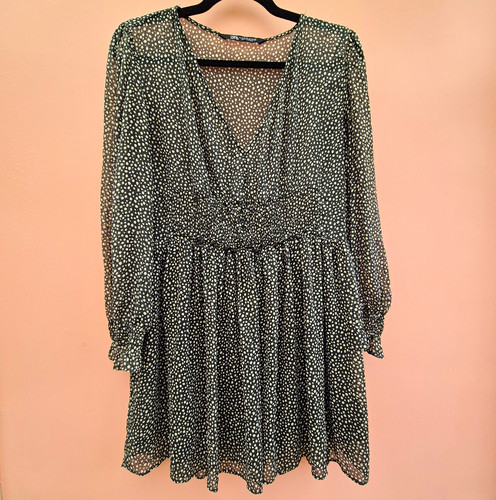 Zara grey khaki white polka - white,