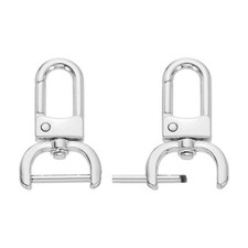 2Pcs Snap Hook Swivel Clasp, 20mm(3/4") D-Rings Lobster Clasps, Silver