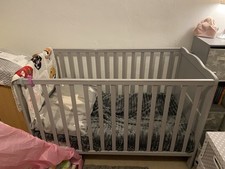 Grey Baby/toddler Cot/bed With Changing Topper And Mat