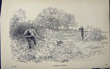 Old Print Ref.820 1889 Art Shooting Charles Lancaster Hunting Sport Birds