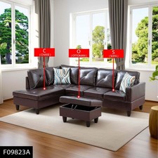 Brown Faux Leather 3-Piece