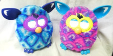 Bundle of 2 Hasbro Furby Boom Toys Purple Waves & Blue Diamonds 2013 Working