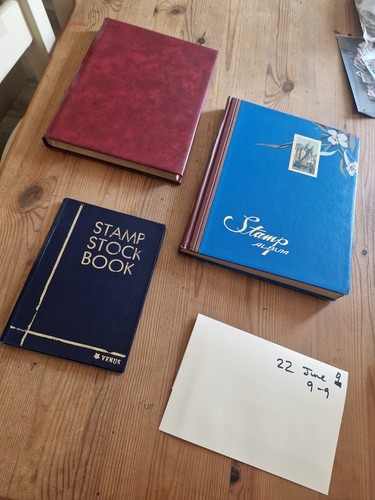 Stamp albums with - with, x