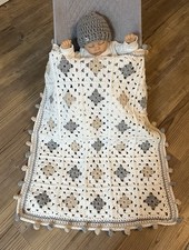 Hand Crochet Pom Pom/Bobble Baby Blanket, Gender Neutral Great Baby Shower Gift