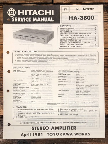 Hitachi 3800 amplifier - hitachi, ha-3800