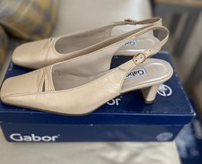 Lady Gabor Sling Back Leather Shoes  UK 5.5 in Vanilla Wide Fit G