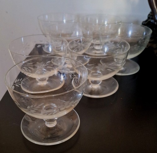 Set vintage etched cut glass - 7,