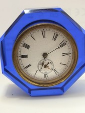 E.N.Welch 1881, Victorian art glass jewell clock paperweight,in original case