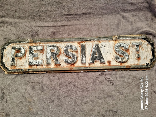 Vintage cast iron road sign - cast,