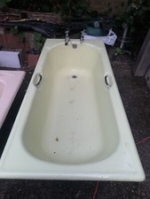 Vintage Cast Iron Bath Lemon Yellow