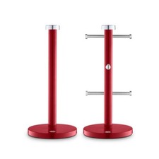 Swan Townhouse Red Mug Tree & Towel Pole Kitchen Storage Set SWKA18531RN