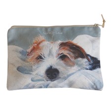 Little Dog Laughed Scruffy Love Jack Russell Zip Purse Soft Brushed Cotton Bag