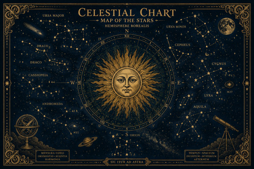 Vintage star chart wall - star,