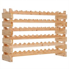 6-Tier 72 Bottle Wine Rack Holder Wooden Storage Display Shelf Unit Stackable UK