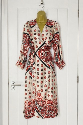 Zara satin wrap midi dress - zara, red