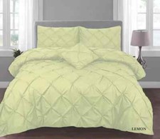 PINTUCK PLEATED DUVET QUILT COVER SET SINGLE DOUBLE SUPER KING SIZE BEDDING