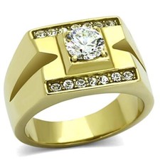 Mens Gold Ring Solitaire Round