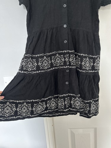 Linen black tiered - black, size
