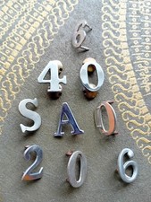 Police/Prisons Uniform White Metal Numbers & Letters: 9 Items As Shown In Photos