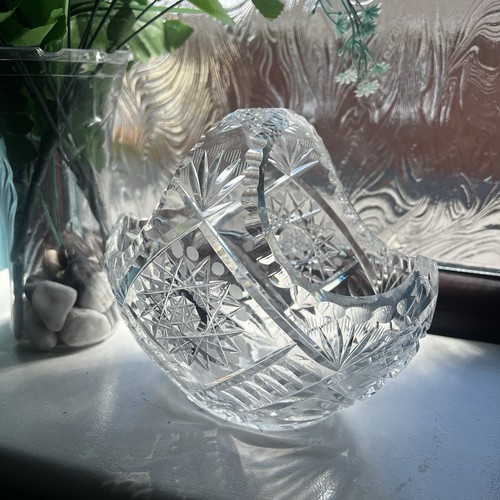 Vintage cut crystal basket - cut,