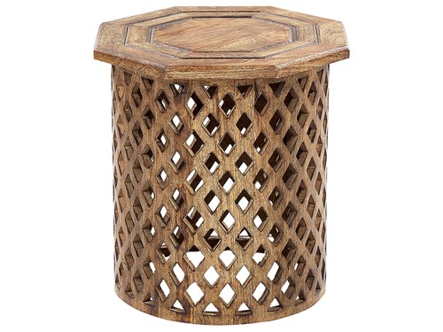 Mango wood side table dark - side,