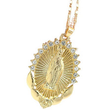 Virgin Mary Lady Guadalupe Jesus Christ Religious Necklace Pendant Gift Bag UK 