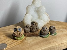 Mini Owl Figures - Mini Fairy Garden Accessories / Diorama / Mini Shelf Decor