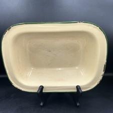 Vtg Cream And Green Enamelware