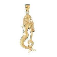 Mermaid Charm Pendant 14k Gold