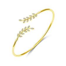 Gold Plated Leaf Bangle
