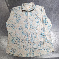 Mantaray Long Sleeve Shirt Mens L Thin Cotton Paisley Print