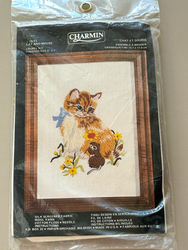 Charmin cat mouse crewel - charmin,