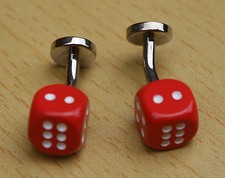Men's Unique Novel Lucky Six Dice Cufflinks  New RED