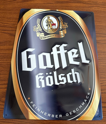 Gaffel kolsch beer - gaffel, embossed