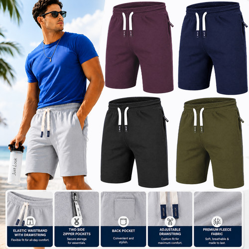Mens fleece shorts with zip - with,