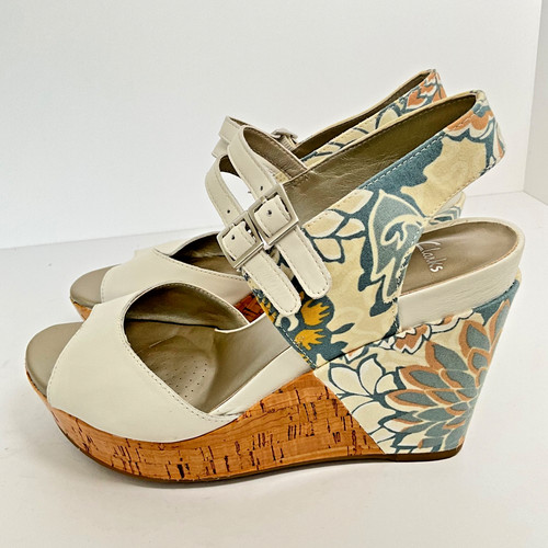 Clarks white leather - leather, cork