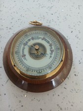 Vintage Small Wooden Circular Barometer